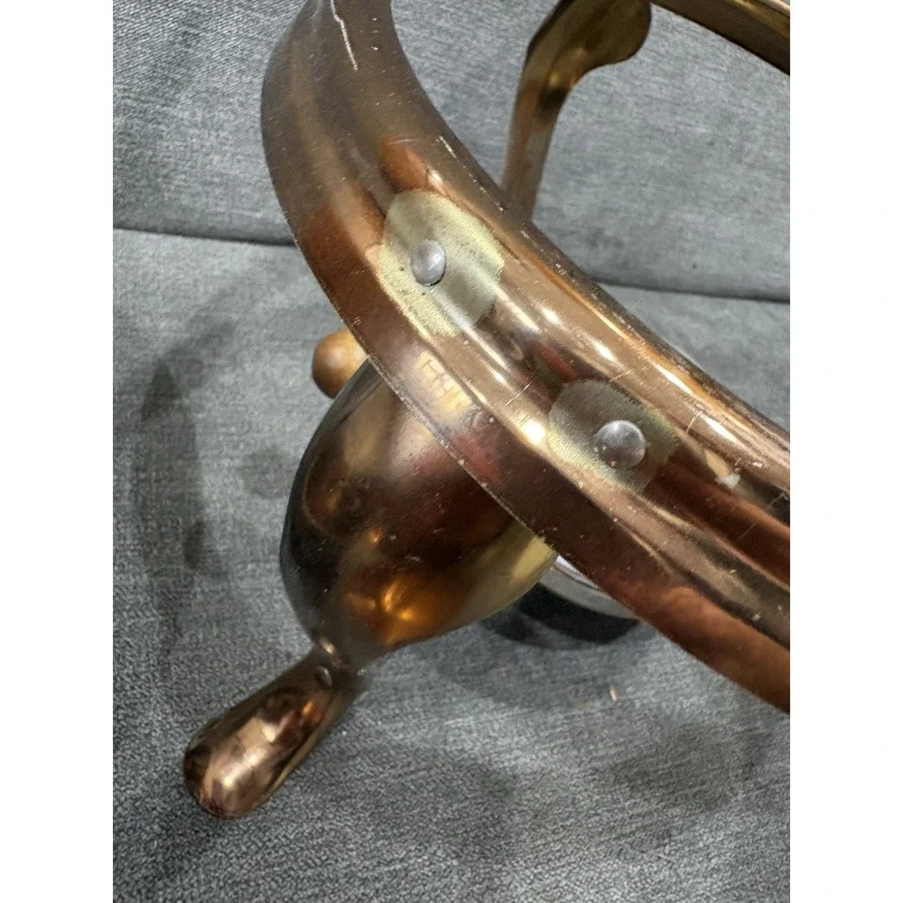Large Copper Solid Brass Vintage Pan Dish Heavy Chafing Fondue Pot & Pasta 9